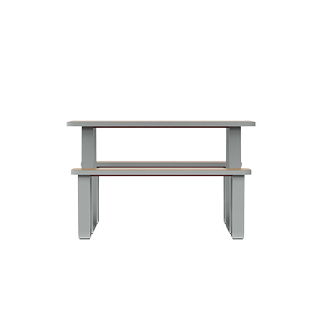 Rectangle Table + Banquettes 4 Places Graci Metal / HPL to Girls + Parasol - anthracite 7016 / clear chene