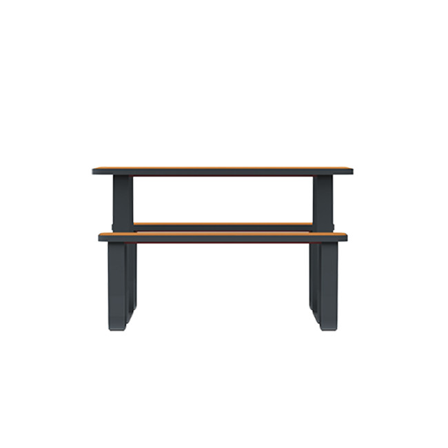 Rectangle Table + Banquettes 4 Places Graci Metal / HPL to Girls + Parasol - anthracite 7016 / clear chene