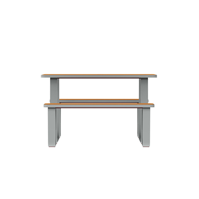 Rectangle Table + Banquettes 4 Places Graci Metal / HPL to Girls + Parasol - anthracite 7016 / clear chene