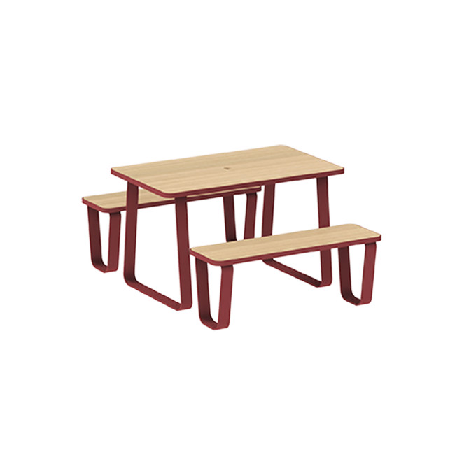 Rectangle Table + Banquettes 4 Places Graci Metal / HPL to Girls + Parasol - anthracite 7016 / clear chene