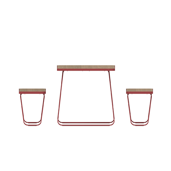 Rectangle Table + Banquettes 4 Places Graci Metal / HPL to Girls + Parasol - anthracite 7016 / clear chene