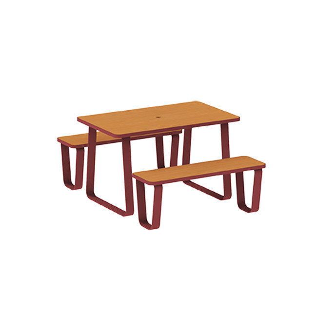 Rectangle Table + Banquettes 4 Places Graci Metal / HPL to Girls + Parasol - anthracite 7016 / clear chene