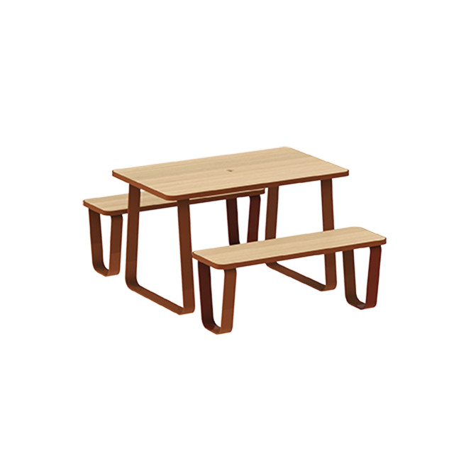Rectangle Table + Banquettes 4 Places Graci Metal / HPL to Girls + Parasol - anthracite 7016 / clear chene
