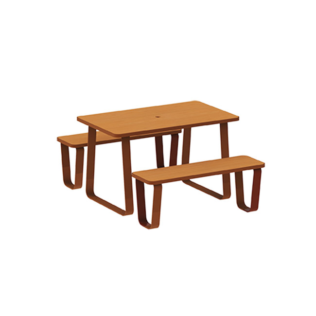 Rectangle Table + Banquettes 4 Places Graci Metal / HPL to Girls + Parasol - anthracite 7016 / clear chene
