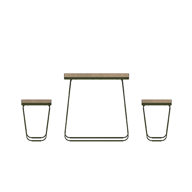 Rectangle Table + Banquettes 4 Places Graci Metal / HPL to Girls + Parasol - anthracite 7016 / clear chene