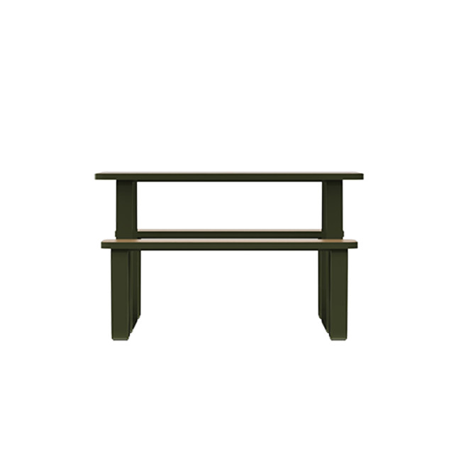 Rectangle Table + Banquettes 4 Places Graci Metal / HPL to Girls + Parasol - anthracite 7016 / clear chene