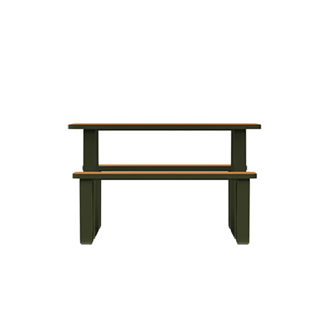Rectangle Table + Banquettes 4 Places Graci Metal / HPL to Girls + Parasol - anthracite 7016 / clear chene