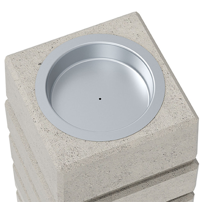 Ashtray 1.5L insolated concrete / Stainless steel - white sandblasted