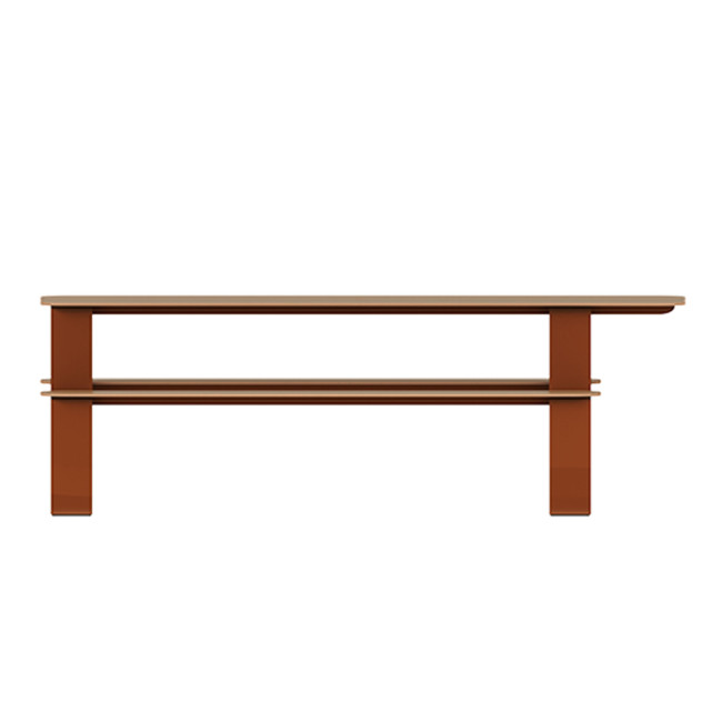 Rectangle Table + Built-in Banquettes 6 + 1 Places Luzon Metal / HPL + Parasol Hole - Anthracite 7016 / Clear Chene