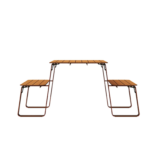 Rectangle Table + Built-in Banquettes 6 + 1 Places Luzon Metal / HPL + Parasol Hole - Anthracite 7016 / Clear Chene