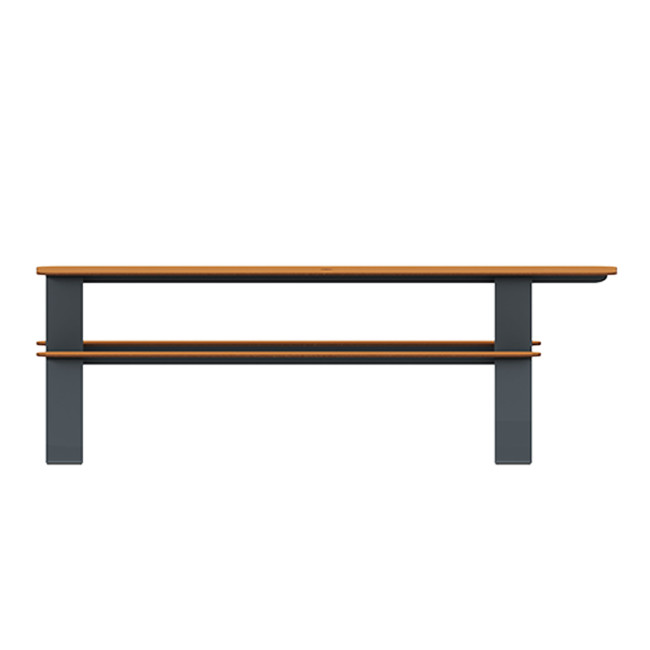 Rectangle Table + Built-in Banquettes 6 + 1 Places Luzon Metal / HPL + Parasol Hole - Anthracite 7016 / Clear Chene