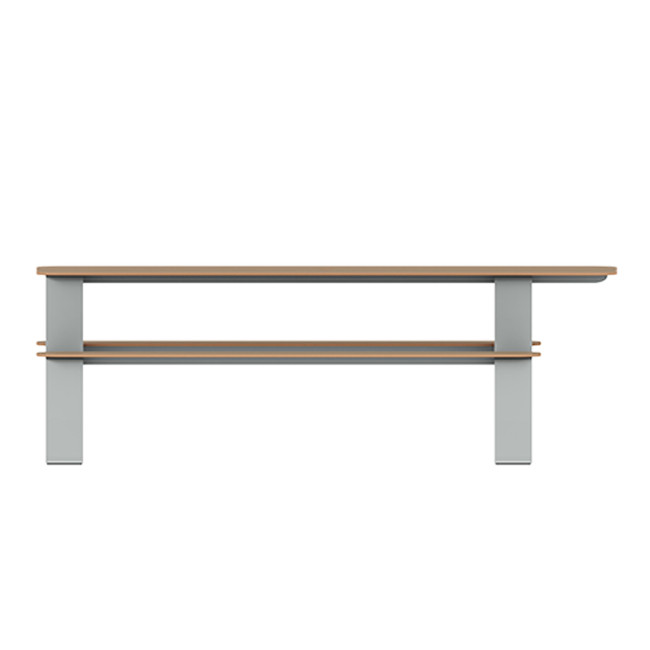 Rectangle Table + Built-in Banquettes 6 + 1 Places Luzon Metal / HPL + Parasol Hole - Anthracite 7016 / Clear Chene