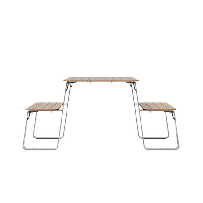 Rectangle Table + Built-in Banquettes 6 + 1 Places Luzon Metal / HPL + Parasol Hole - Anthracite 7016 / Clear Chene