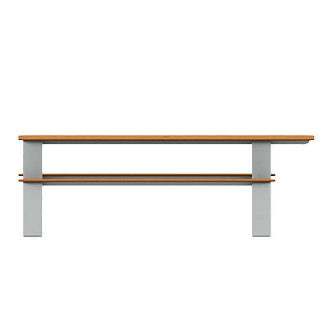 Rectangle Table + Built-in Banquettes 6 + 1 Places Luzon Metal / HPL + Parasol Hole - Anthracite 7016 / Clear Chene