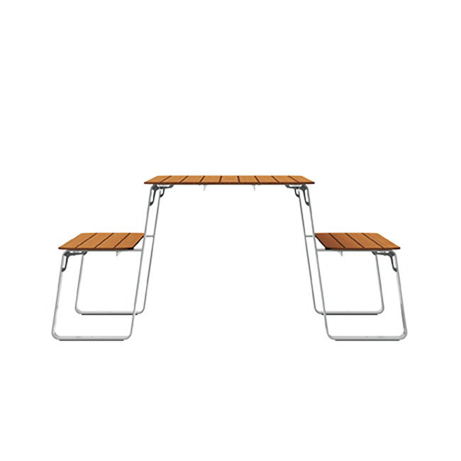 Rectangle Table + Built-in Banquettes 6 + 1 Places Luzon Metal / HPL + Parasol Hole - Anthracite 7016 / Clear Chene
