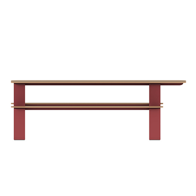 Rectangle Table + Built-in Banquettes 6 + 1 Places Luzon Metal / HPL + Parasol Hole - Anthracite 7016 / Clear Chene