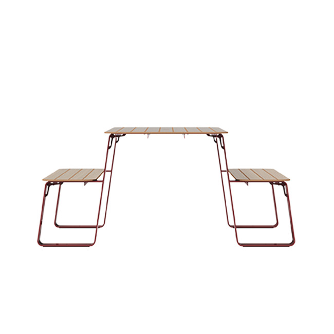 Rectangle Table + Built-in Banquettes 6 + 1 Places Luzon Metal / HPL + Parasol Hole - Anthracite 7016 / Clear Chene