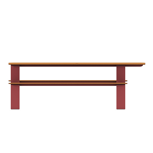 Rectangle Table + Built-in Banquettes 6 + 1 Places Luzon Metal / HPL + Parasol Hole - Anthracite 7016 / Clear Chene