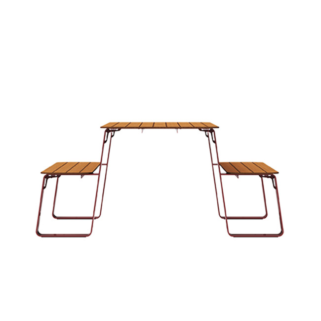 Rectangle Table + Built-in Banquettes 6 + 1 Places Luzon Metal / HPL + Parasol Hole - Anthracite 7016 / Clear Chene