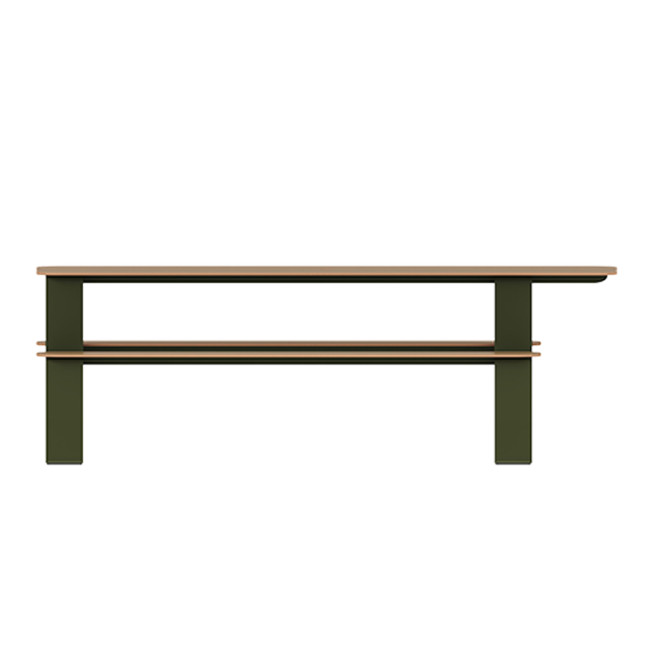 Rectangle Table + Built-in Banquettes 6 + 1 Places Luzon Metal / HPL + Parasol Hole - Anthracite 7016 / Clear Chene