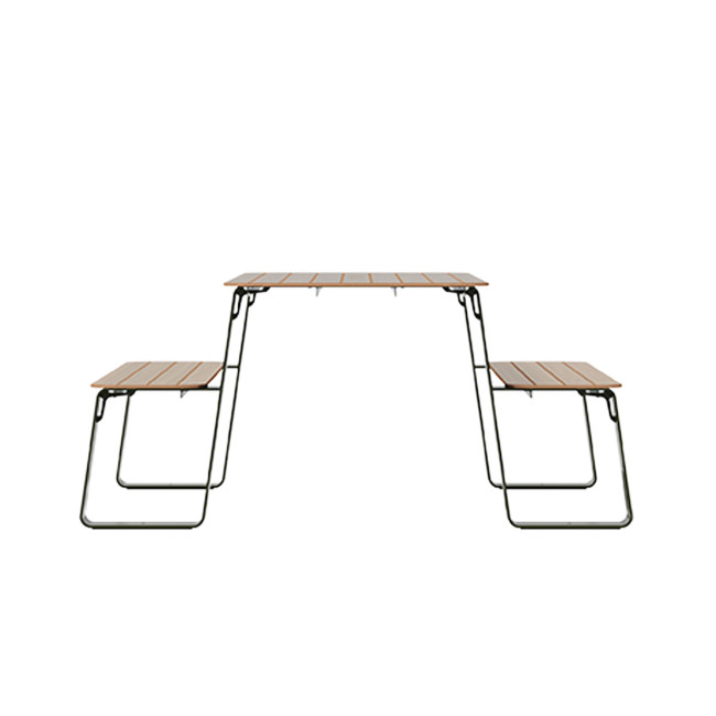 Rectangle Table + Built-in Banquettes 6 + 1 Places Luzon Metal / HPL + Parasol Hole - Anthracite 7016 / Clear Chene