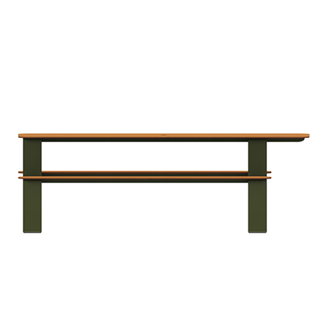 Rectangle Table + Built-in Banquettes 6 + 1 Places Luzon Metal / HPL + Parasol Hole - Anthracite 7016 / Clear Chene