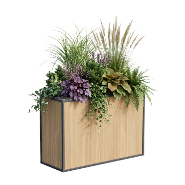 High Straty Planter in Metal / HPL Carenée - 60L - anthracite 7016 / clear chene