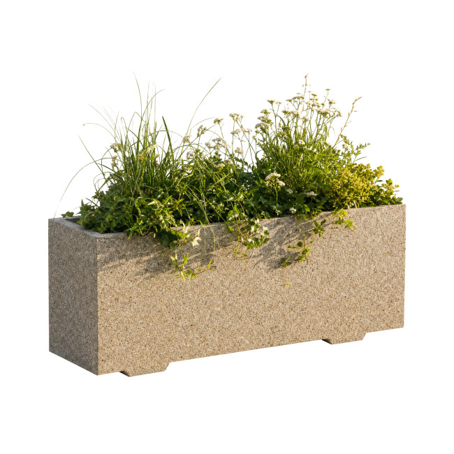 Rectangle Planter 175L Planting Concrete - shortbread white