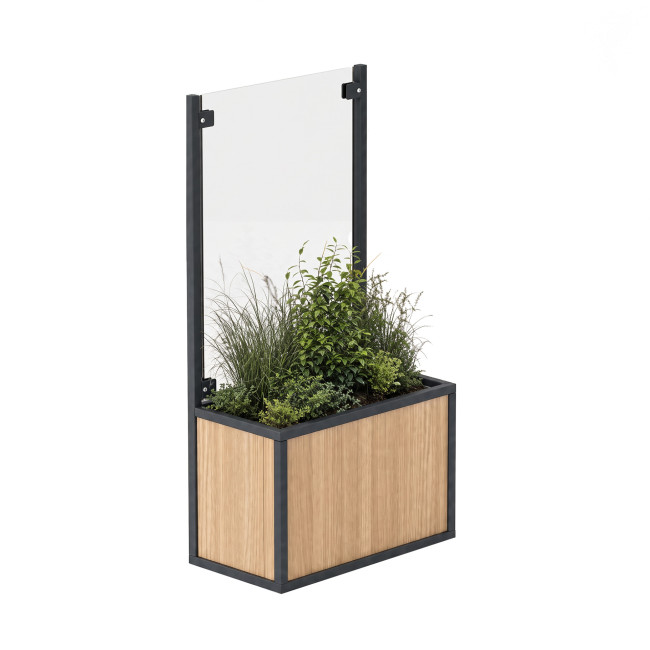 Planter + Screen Straty Metal / HPL / Carened Glass - 60L - clear anthracite 7016 / cheen