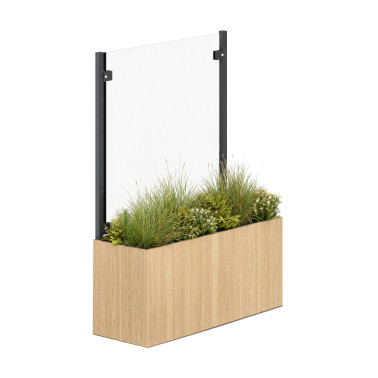 Planter + Screen Straty Metal / HPL / Full Glass - 100L - clear chene